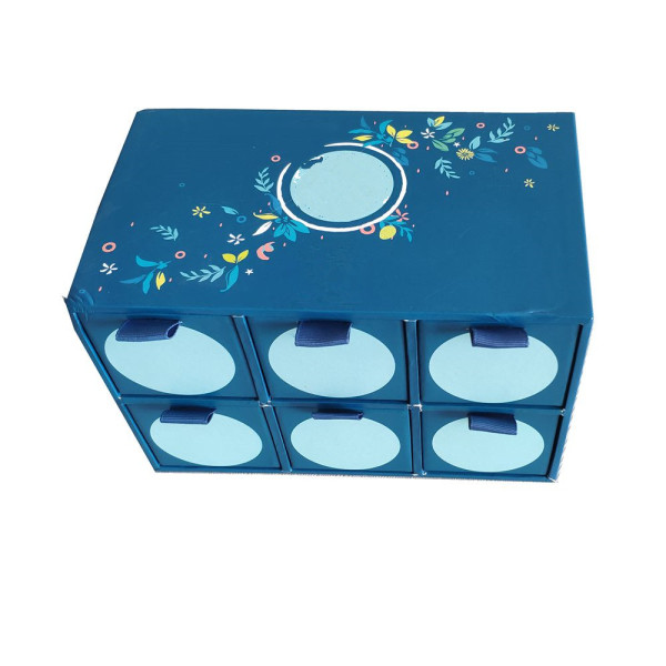 Unique design Square packaging tea storage box with 6 drawer