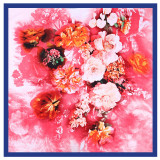 Ink rose floral digital printing head wrap customization silk large square scarf ladies