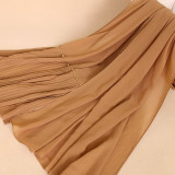 Summer Pearl Chiffon Scarf Islamic Headdress Pleated Female Women Hijab Pleated Beads Muslim Scarf