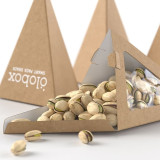 Custom retail packaging unique triangle eco friendly kraft paper nut gift box packages for cashew nuts