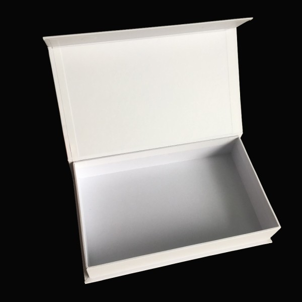 Simple Matt White Paperboard Unfolded Magnet Box With Golden Foil Logo