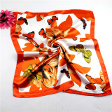 New 50*50 Elegant Spring Women Multifunction Hair Tie Headwear Design Retro Neckercief Printed Square Silk Scarf