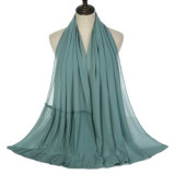 Summer Pearl Chiffon Scarf Islamic Headdress Pleated Female Women Hijab Pleated Beads Muslim Scarf