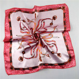 New 50*50 Elegant Spring Women Multifunction Hair Tie Headwear Design Retro Neckercief Printed Square Silk Scarf