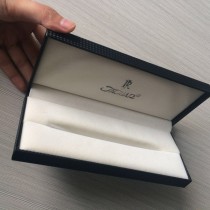 Free Sample And Design Making Luxury Black PU Leather Plastic Pen Box With Silver Logo