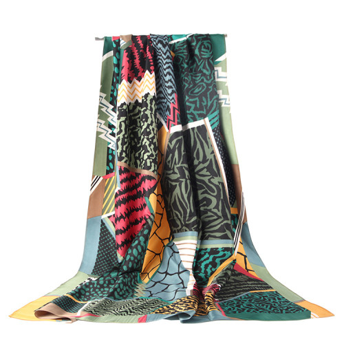 Wholesale 2021 newest stain silk neck scarf fashion luxury colorful shawl women long silk scarf wrap