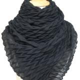 New hot-selling crimped scarf ladies pure color pleated headscarf monochrome warmth cotton and linen scarf