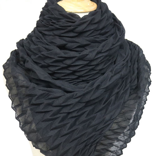 New hot-selling crimped scarf ladies pure color pleated headscarf monochrome warmth cotton and linen scarf