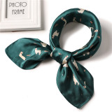 Korean square silk scarf ladies spring and autumn decoration scarf art cartoon pattern neckerchief scarf
