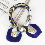Multifunction Hair Tie Flower Leopard Striped Ribbon Headwear Retro Neckerchief Silk Printed Square Scarf
