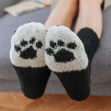 Spot Female Home Coral Fleece Footprints Cat Claws Are Cute Sleeping Thicken Warm Winter Plus Fleece Women'S S