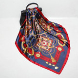 Large Hijab Fashion 90cmx90cm Square Shawls Head Printed Bag Silk Scarf For Ladies