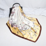 Large Hijab Fashion 90cmx90cm Square Shawls Head Printed Bag Silk Scarf For Ladies