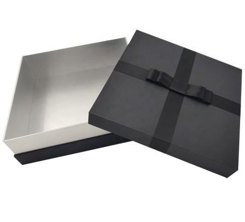 High quality Logo  OEM hard paper luxury gift packaging packing paper box  with ribbon close