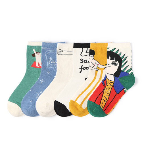 Cartoon Custom Wholesale Design  Cute Cotton  Fashion Young Girl  Funny Woman  Happy Socks