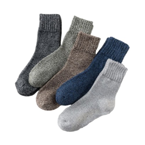 Autumn And Winter Warm Thick Thick Needle Tube Socks Solid Color Retro Parallel Line Men'S Wool Socks Factory Wholesale