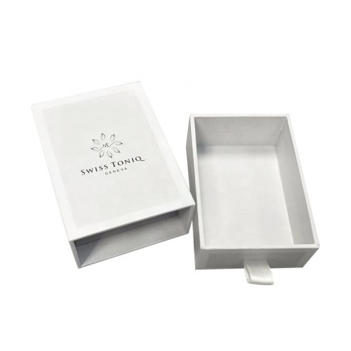 Eco friendly white paper 2 piece cardboard drawer gift box for tie with custom logo