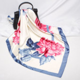 Large Hijab Fashion 90cmx90cm Square Shawls Head Printed Bag Silk Scarf For Ladies