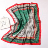 Leopard stripe point geometric color matching women small art square silk scarf