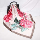 Large Hijab Fashion 90cmx90cm Square Shawls Head Printed Bag Silk Scarf For Ladies