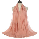 Summer Pearl Chiffon Scarf Islamic Headdress Pleated Female Women Hijab Pleated Beads Muslim Scarf