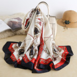 Low Price Wholesale Luxury Pattern Printing Satin Silk Scarf 90x180cm Designer Scarfs Shawls