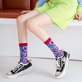 Cute Cotton Women's Socks Love Jacquard Leopard Print Sweat-Absorbent Breathable Ladies Flower Sock
