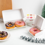 Wholesale Custom Logo Paper Food Folding Flat Gift Packaging Sweet Bakery Dessert Box For Donuts