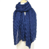 New hot-selling crimped scarf ladies pure color pleated headscarf monochrome warmth cotton and linen scarf