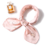 Korean square silk scarf ladies spring and autumn decoration scarf art cartoon pattern neckerchief scarf