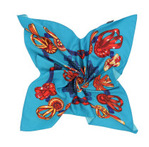 Multifunctional 70cm twill scarves women's ribbon bow decorative floral square silk scarf
