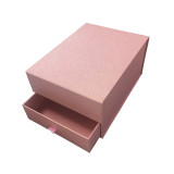New Design Custom Luxury Packaging 2 Layer Book Shape Drawer Rigid Cardboard Pink Glitter Paper Gift Box