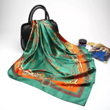 Large Hijab Fashion 90cmx90cm Square Shawls Head Printed Bag Silk Scarf For Ladies