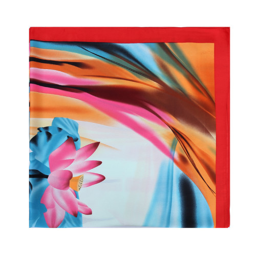 110cm Big Floral Shawl Chinese Style Ladies Neckerchief Silk Satin Square Scarf