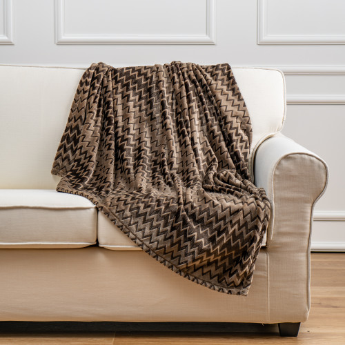 Fleece Blanket embossed - Grey Machine Washable Made of polyester fleece for suprer softness and long-lasting strength