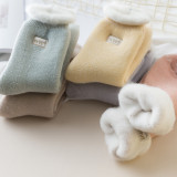 Fuzzy custom wholesale ins candy color crew socks women japanese ankle socks manufacturers girls cartoon socks  factory