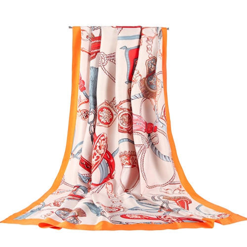 Wholesale Price Satin Scarf Printed Silk Muslim Hijab Scarf 100% Polyester Silk Square Scarves Women