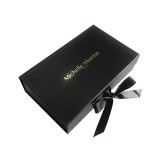 Black color with custom gold logo lingerie storage magnet box with ribbon