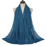 Summer Pearl Chiffon Scarf Islamic Headdress Pleated Female Women Hijab Pleated Beads Muslim Scarf
