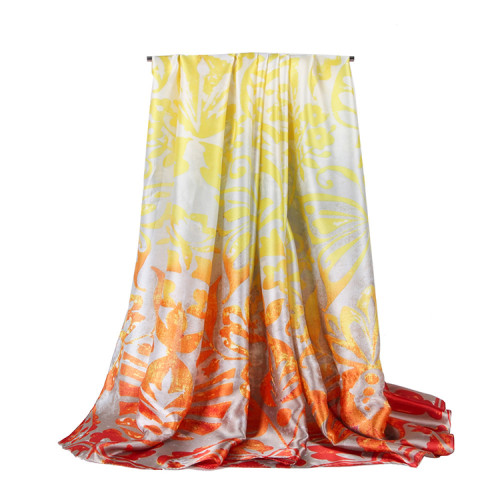 Women Fashion Ladies Head Wrap High Quality Luxury Square Scarves Custom Silk Neck Scarf