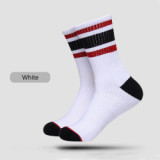 OEM Fashion Dress Socks Custom Logo Mens Basketball Socks Design White Black Crew Sport Socks For Elites Man