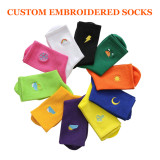 OEM Mens Meias Socken Embroidered Calcetines Custom Made Design Logo Cotton Sports Socks Sox Crew Sport Socks Stock