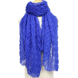 New hot-selling crimped scarf ladies pure color pleated headscarf monochrome warmth cotton and linen scarf