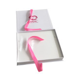 Luxury Flat Pack Folding Cardboard Paper Box Ribbon Closures Book Shaped Black Packaging Gift Boxes With Magnetic Lid