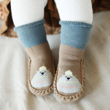 Autumn And Winter New Fuzzy Thickened Children's Floor Socks, Baby Non-Slip Leather Sole Toddler Baby Socks 0-3 Years