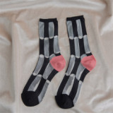 Women Socks Patchwork Plaid Series Sheer Mesh Glass Silk Socks Ultrathin Transparent Crystal Lace Summer Long Socks