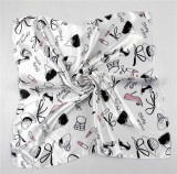 New 50*50 Elegant Spring Women Multifunction Hair Tie Headwear Design Retro Neckercief Printed Square Silk Scarf