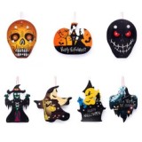 2021 Happy Hallowee hanging paperboard skull with lantern pendant lamp for gift decoration