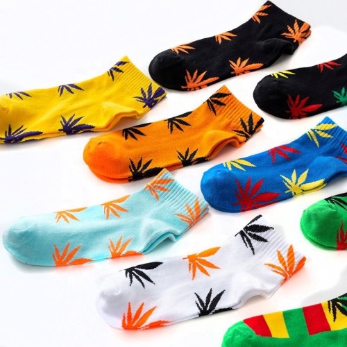 High Quality Comfortable Hemp Leaves Unisex Happy Thick Cotton Bamboo Sport Ankle Socks