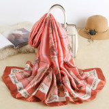 Low Price Wholesale Luxury Pattern Printing Satin Silk Scarf 90x180cm Designer Scarfs Shawls